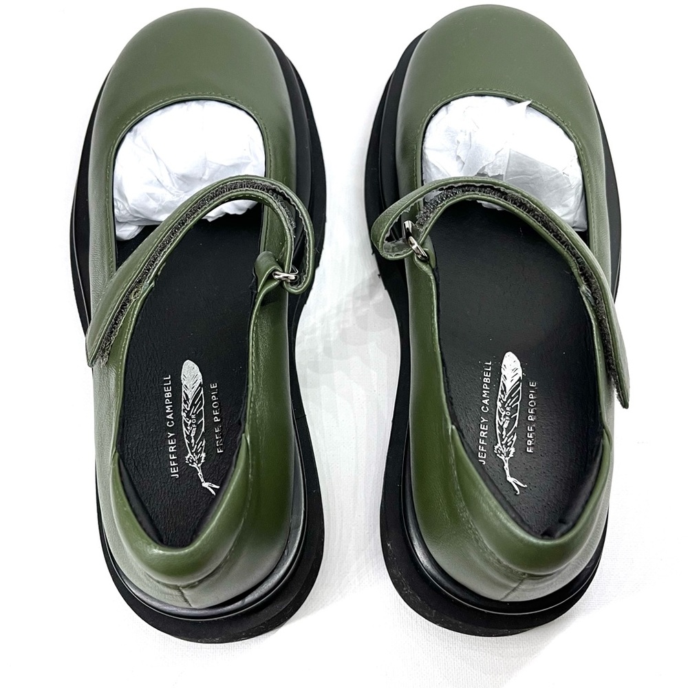 JEFFREY CAMPBELL FREE PEOPLE — PIPER PLATFORM MARY JANES, OLIVE, SIZE US 6.5 - Picture 13 of 17